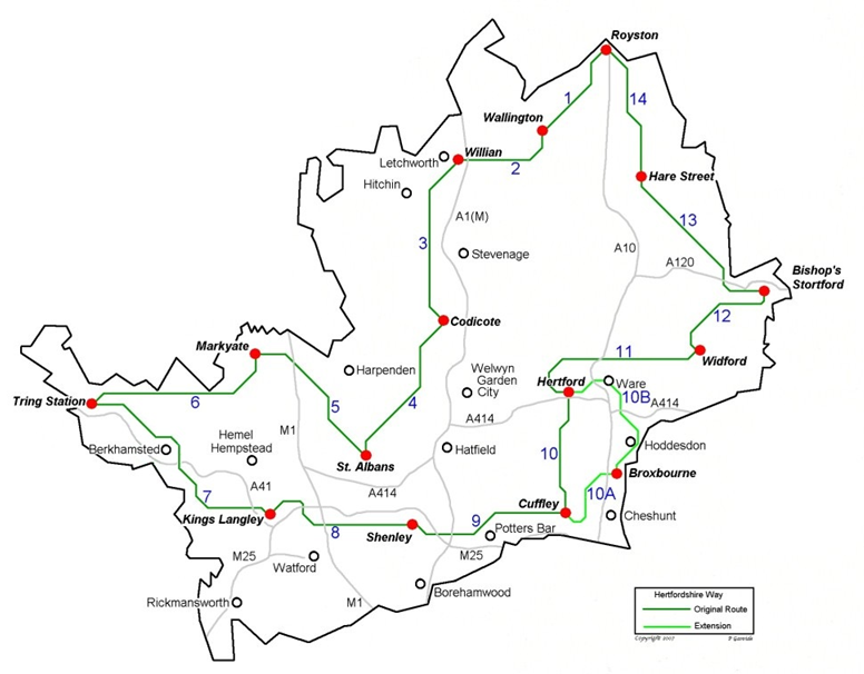 Hertfordshire Way leg map